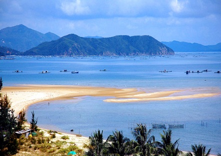 Aerial panoramic view of Thien Cam Beach