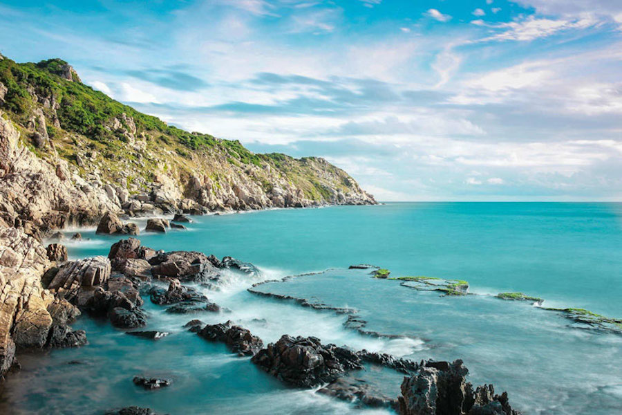 Panoramic aerial view of Vinh Hy Bay