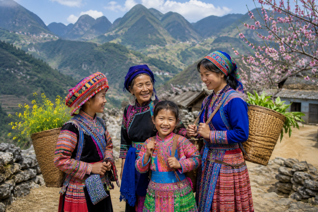 Local ethnic people in traditional clothing